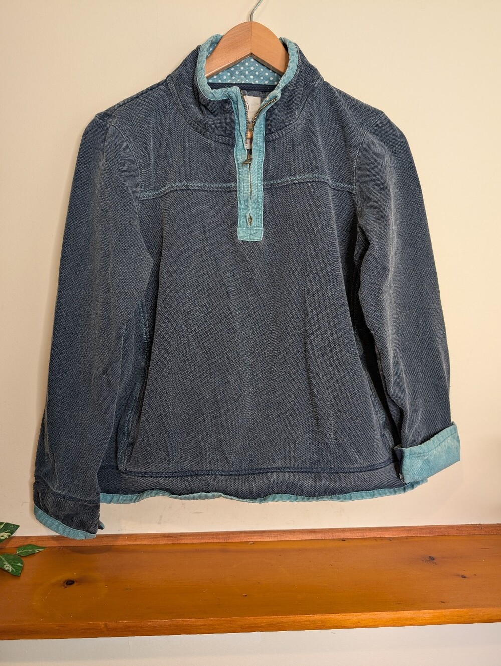 Fat Face The Airlie Mineral Wash Quarter Zip Pullover Womens L US 12